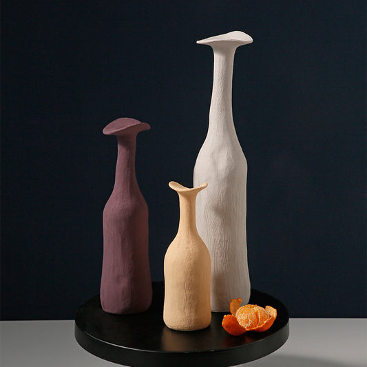 A Beihanmei wabi sandy wind Jingdezhen small vase ceramic high-end ornament flower arrangement living room home decoration