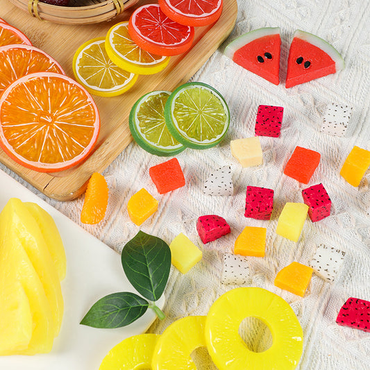 A Fake fruit slice Lemon slice Watermelon slice Fake cherry decoration photo Fruit props High imitation fruit slice model