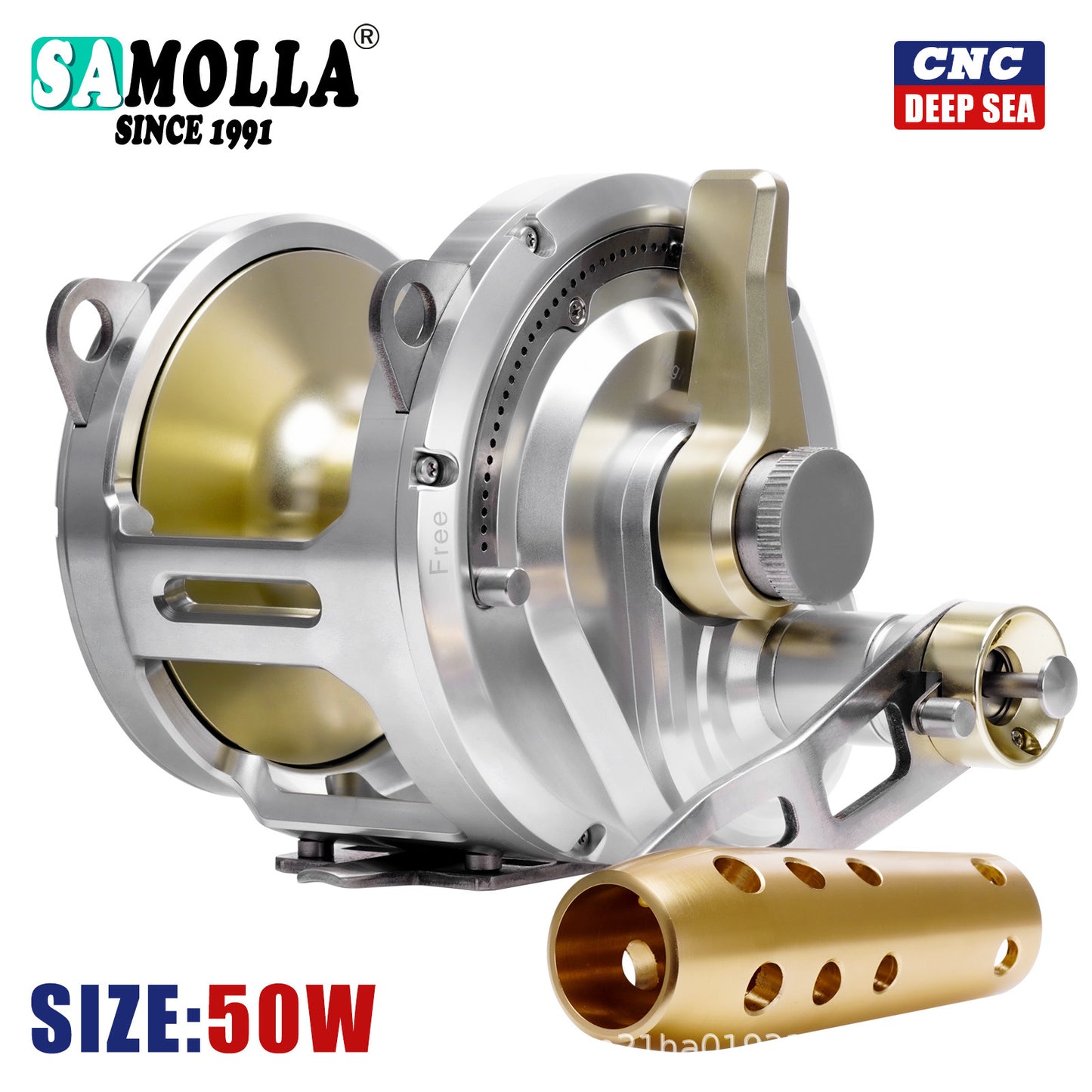 عجلة صيد جديدة مصنوعة بالكامل من المعدن من نوع Nanyou، مصنوعة من صفيحة حديدية، لصيد الأسماك في أعماق البحار، ذات بكرة بطيئة، وعجلة صيد عملاقة ذهبية اللون.