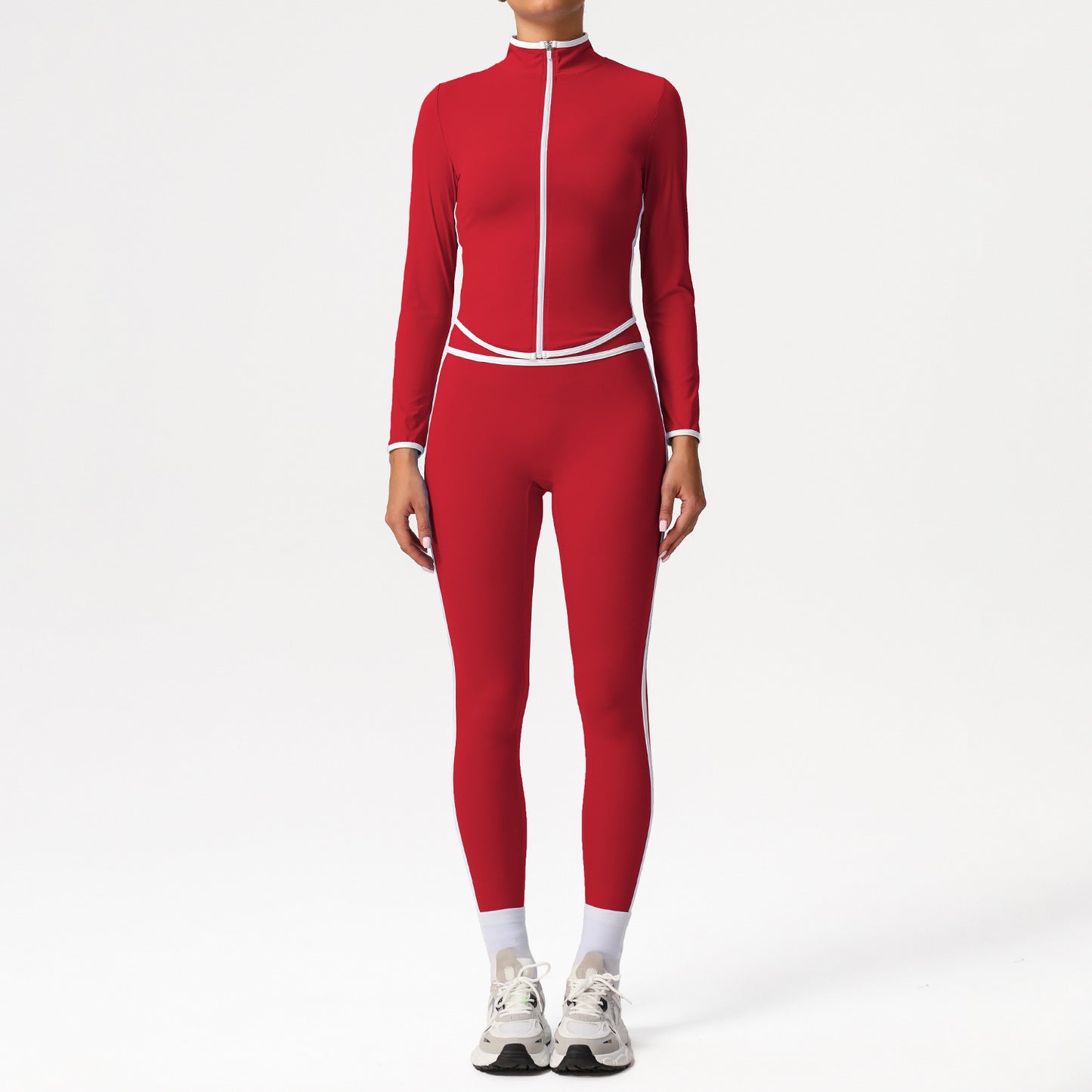 A sports suit women's contrasting colors, beautiful back, tight body, nude yoga suit, running fitness yoga suit