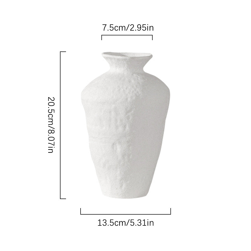 Nordic ceramic vase flower arrangement, high-end ornament, white Zen wabi-sabi art decoration, dry vase.