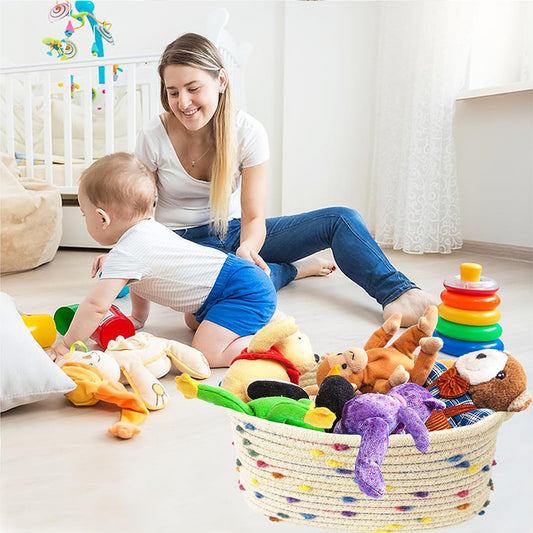 A colored bean storage basket