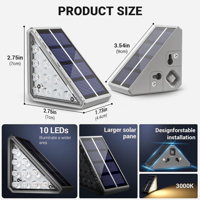 A solar stair light outdoor waterproof step light courtyard foot light led light trail light self-adhesive household luminous light
