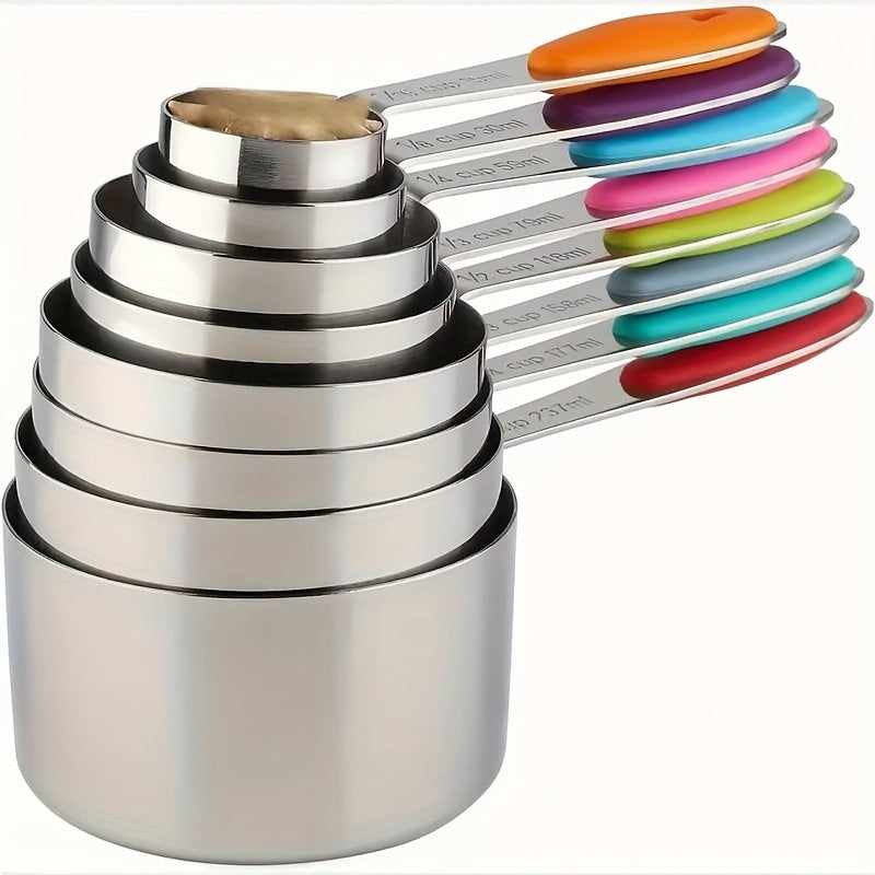 A Stainless steel measuring cup measuring spoon Acacia wooden handle baking tool
