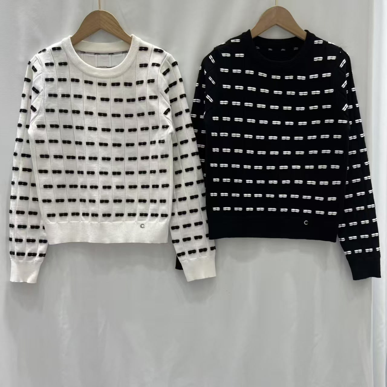 A long-sleeved knit top