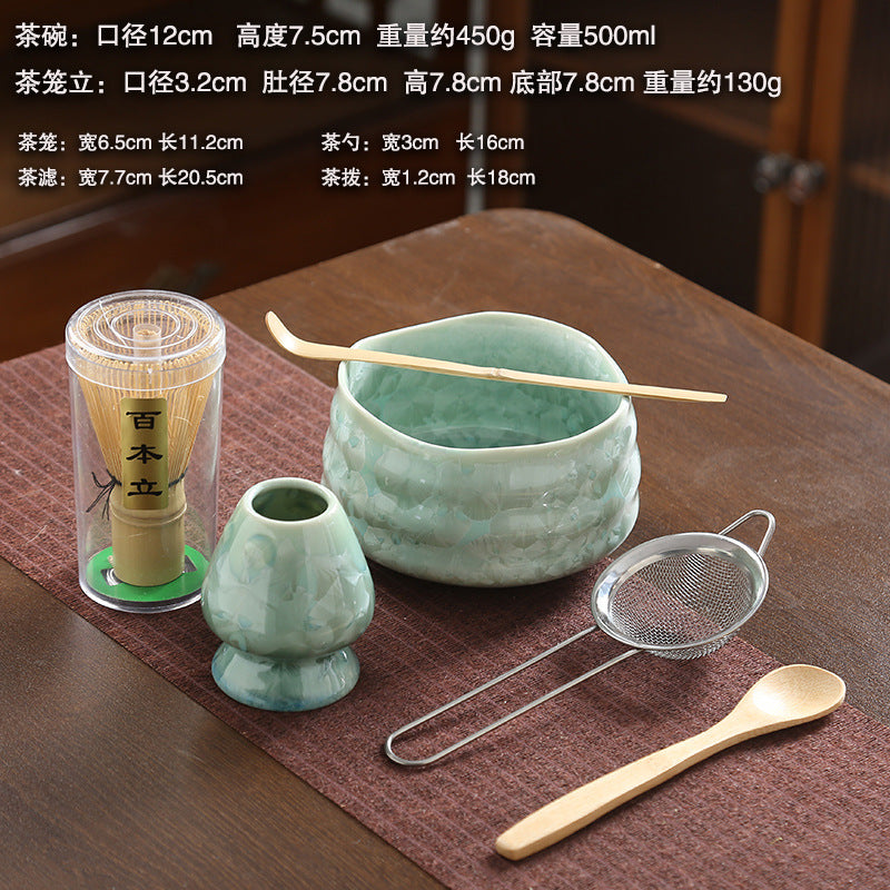 A crystal glaze cross-border ceramic matcha bowl tea beater tool set Japanese matcha brush Baibenli tea set combination