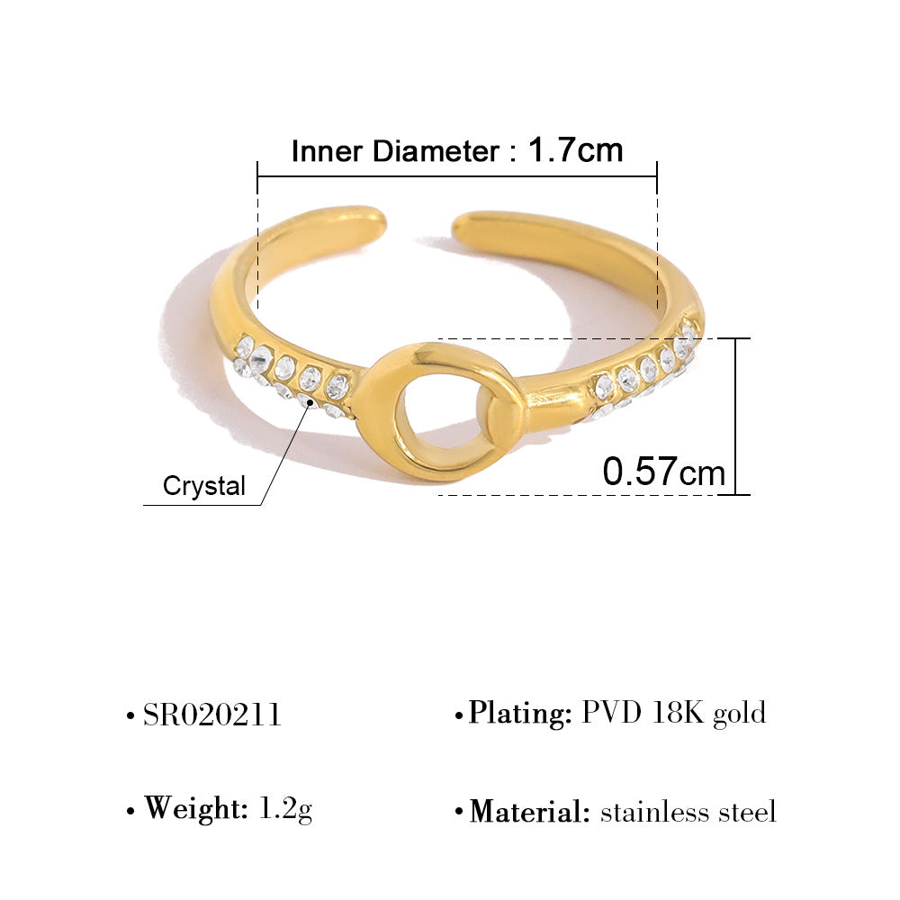 A European and American classic popular geometric full diamond ring temperament versatile love butterfly gold stacking does not fade ring woman