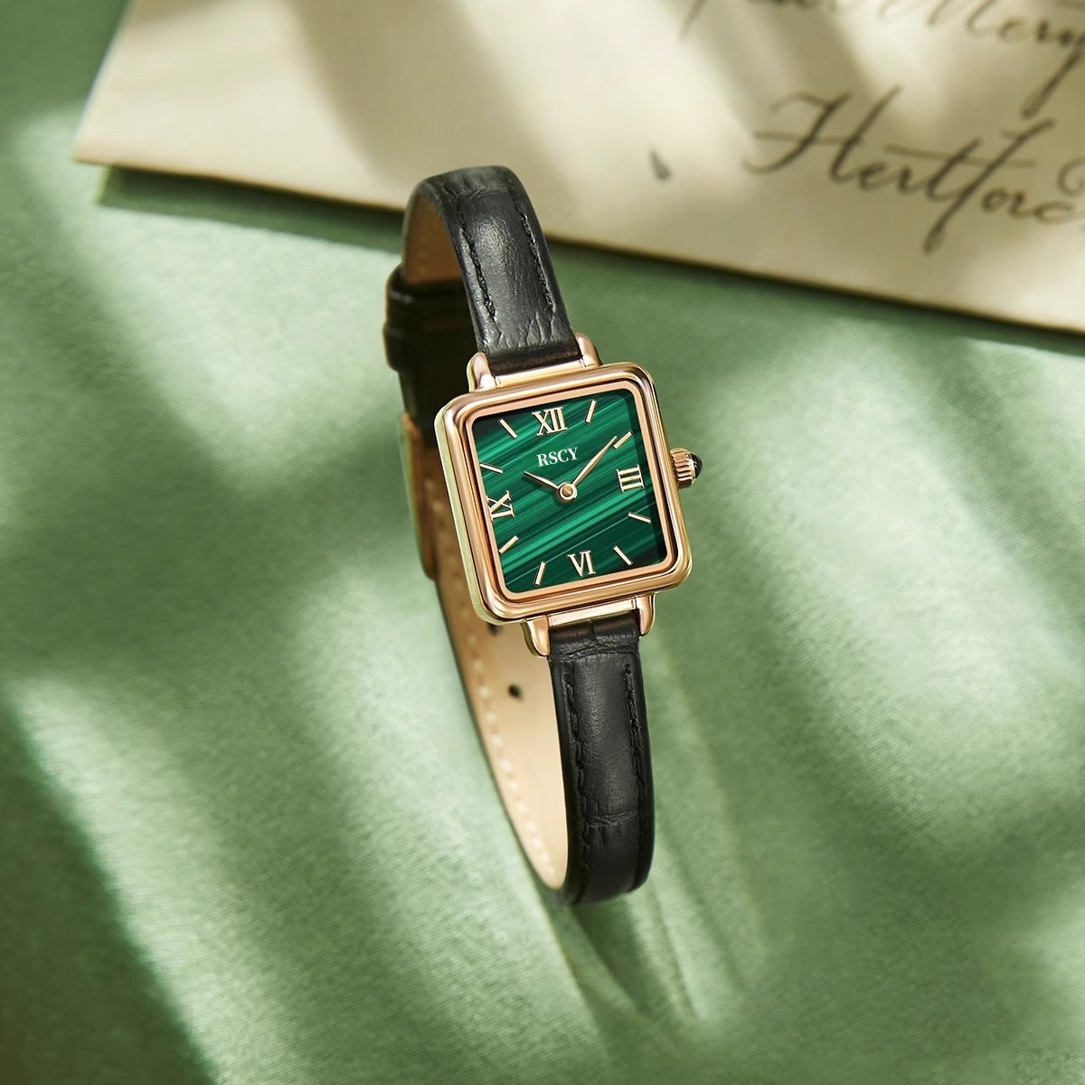 A new retro sugar cube elegant small brown watch RISCYUE luxury classic quartz women's watch