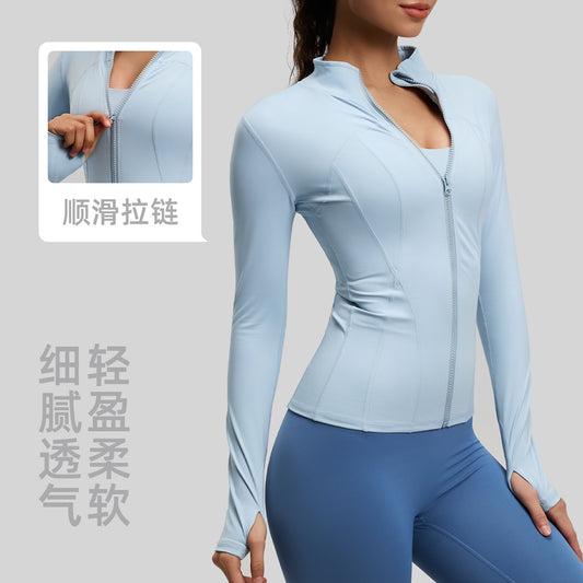 A Naked yoga clothes sports jacket slim nylon stand-up collar tight jacket top running fitness clothes women