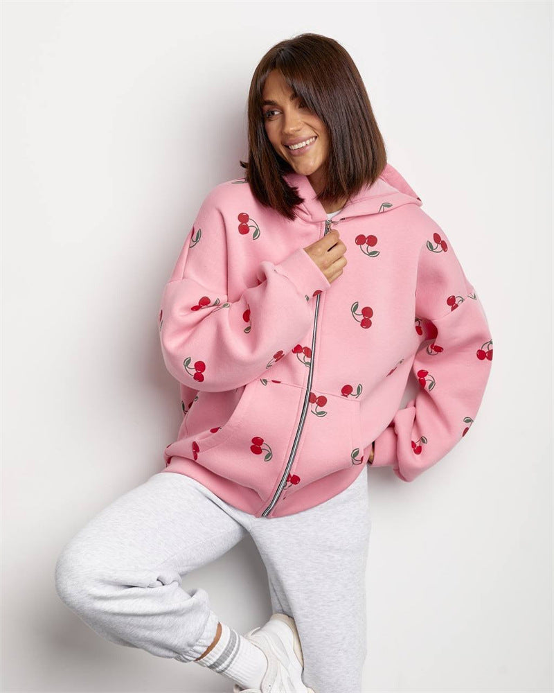 A printed sweater jacket