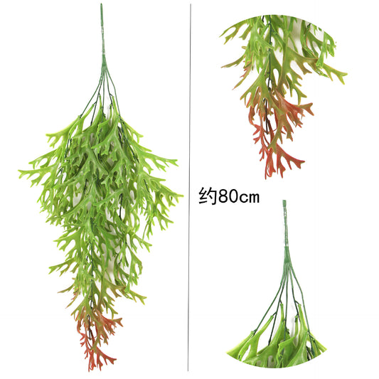 A simulated staghorn grass wall hanging rattan green fake flower plant fern wall matching material decorative rattan wedding landscaping