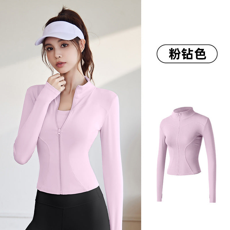 A Spring and Autumn Sports Jacket Long Sleeve Running Slim Fit High Elastic Fitness Yoga Clothing Top Jacket Women