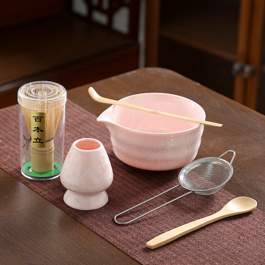 A crystal glaze cross-border ceramic matcha bowl tea beater tool set Japanese matcha brush Baibenli tea set combination