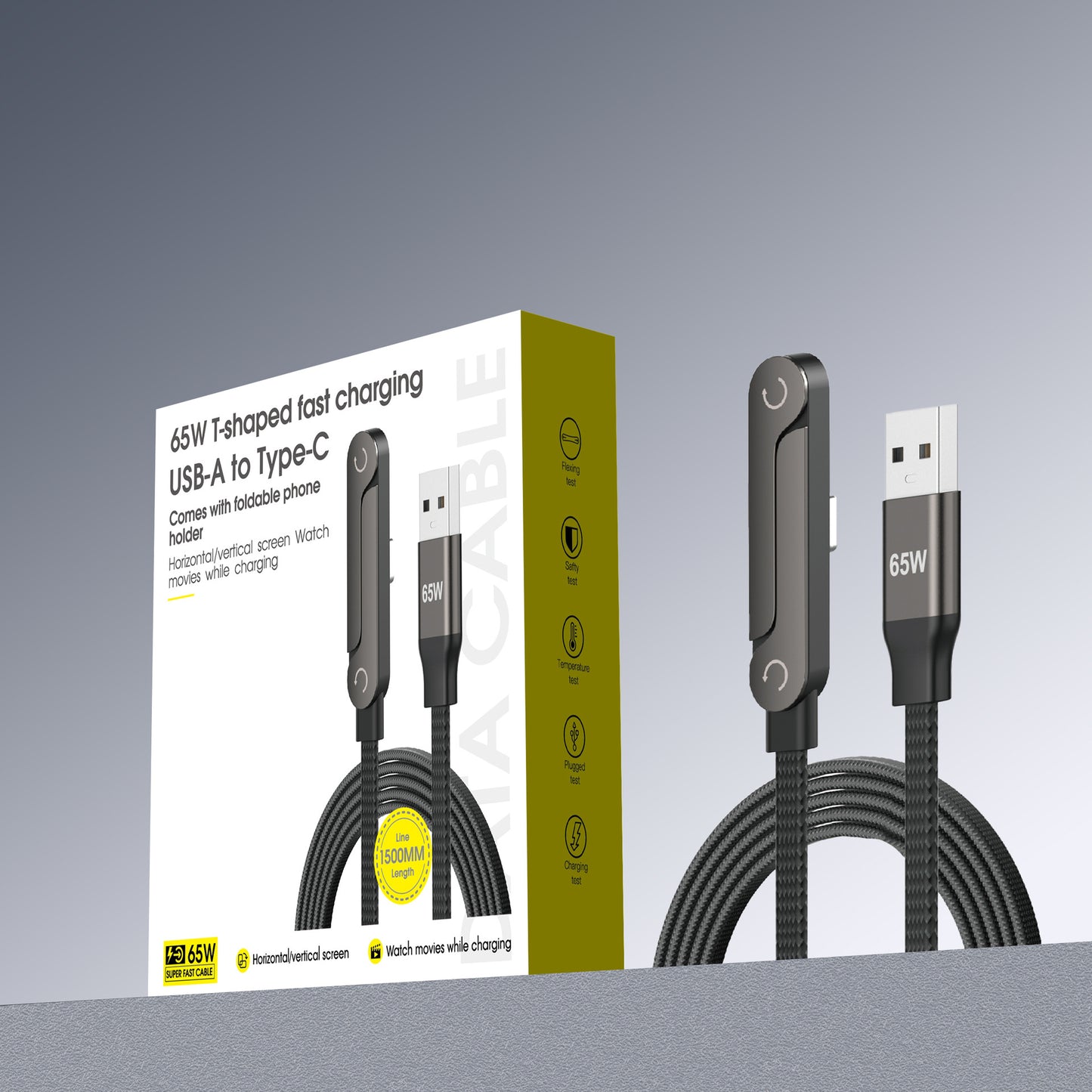 A zinc alloy braided bracket elbow fast charging data cable