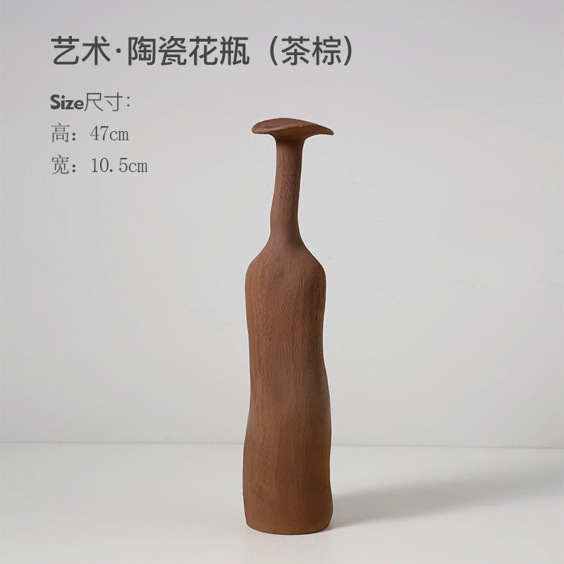A Beihanmei wabi sandy wind Jingdezhen small vase ceramic high-end ornament flower arrangement living room home decoration