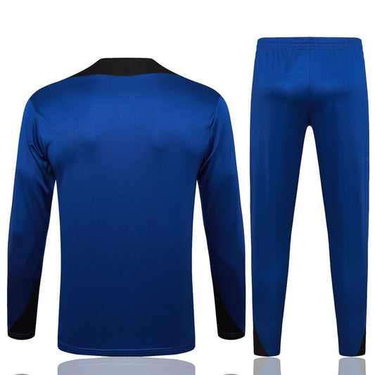 A 2425 half-pull national rice color orchid inkjet training sportswear autumn and winter long zipper embroidered football jersey trousers set