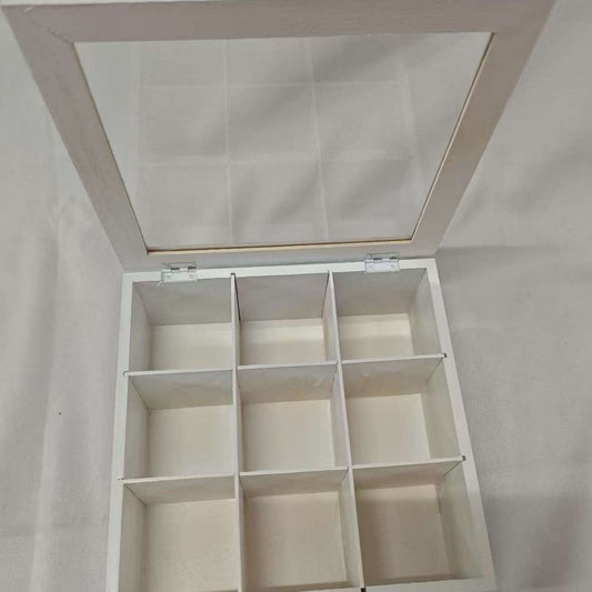 A desktop storage wooden box for tea bags and coffee bags