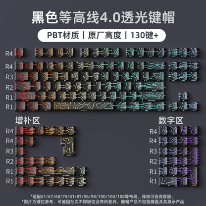 P contour line 4.0 side engraved light transmission keycap suitable for 60-108 key PBT injection molding character line light transmission
