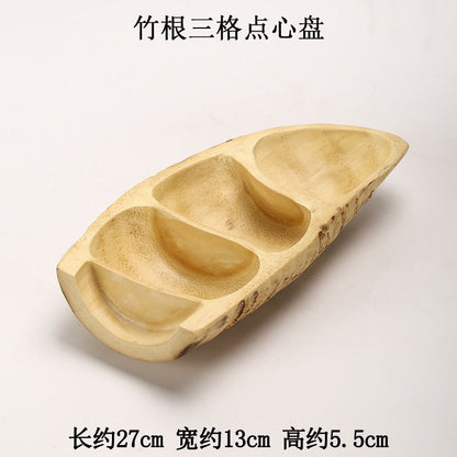P Bamboo Products Bamboo Root Dried Fruit Plate