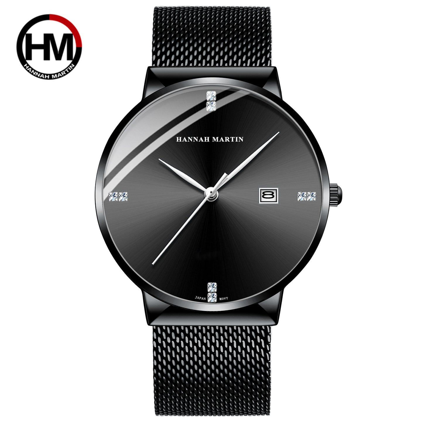 A Japanese movement with diamond blue light calendar men's business waterproof watch watch with diamond simple quartz watch