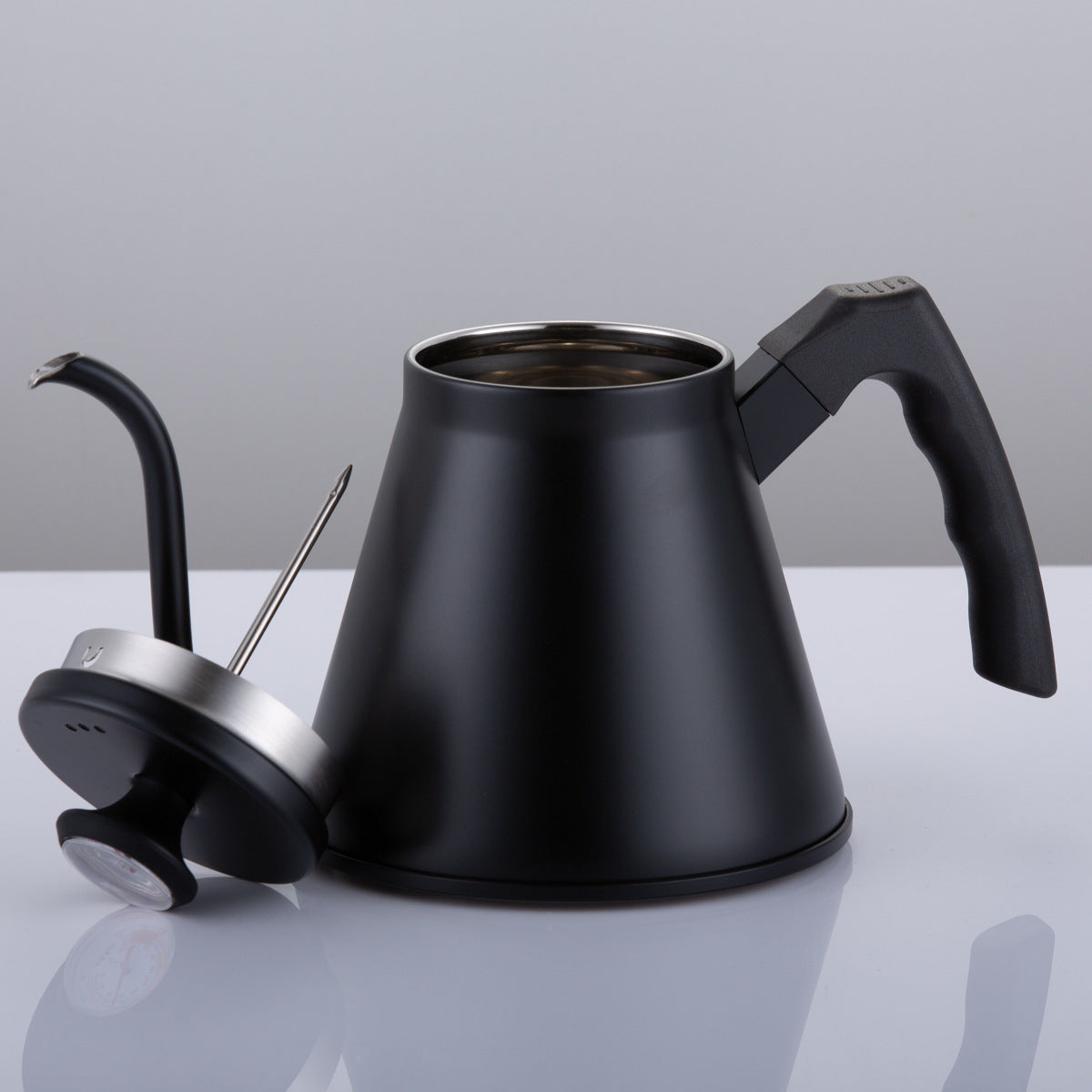 A Stainless steel temperature-controlled hand-brewed coffee pot, thermometer model drip filter Japanese-style small mouth kettle