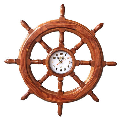 A rosewood boat helmsman wall clock decoration handicraft