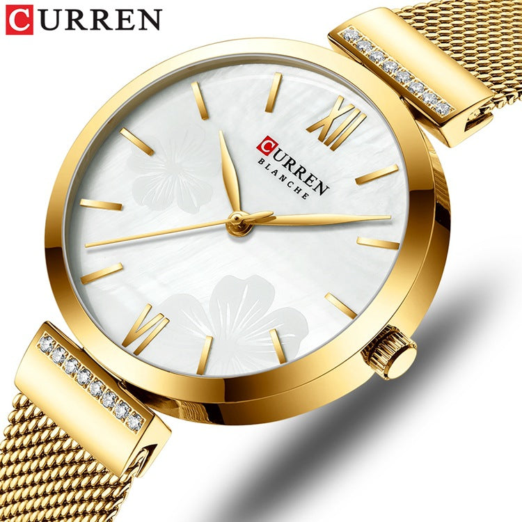 A  9067 Casual Quartz Water Watch Steel Belt Women's Watch Fashion Temperament Women's Watch - Mixbatch
