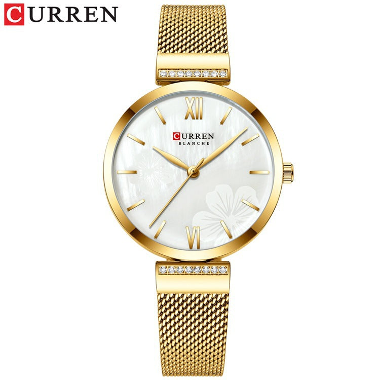 A  9067 Casual Quartz Water Watch Steel Belt Women's Watch Fashion Temperament Women's Watch - Mixbatch
