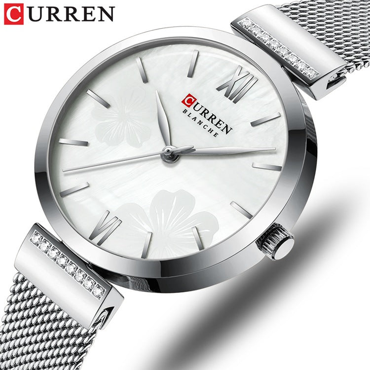 A  9067 Casual Quartz Water Watch Steel Belt Women's Watch Fashion Temperament Women's Watch - Mixbatch