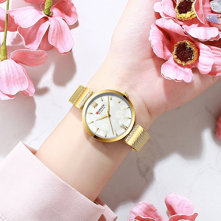 A  9067 Casual Quartz Water Watch Steel Belt Women's Watch Fashion Temperament Women's Watch - Mixbatch
