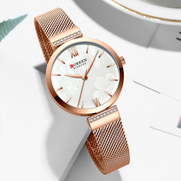 A  9067 Casual Quartz Water Watch Steel Belt Women's Watch Fashion Temperament Women's Watch - Mixbatch