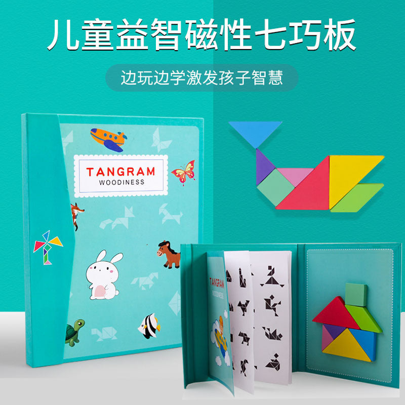 A magnetic tangram teaching aid