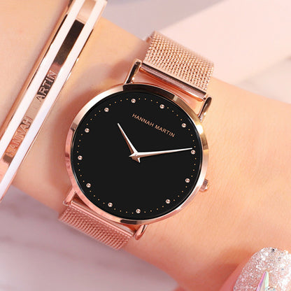 A new Japanese movement cross-border waterproof ladies watch quartz watches stainless steel mesh belt watch