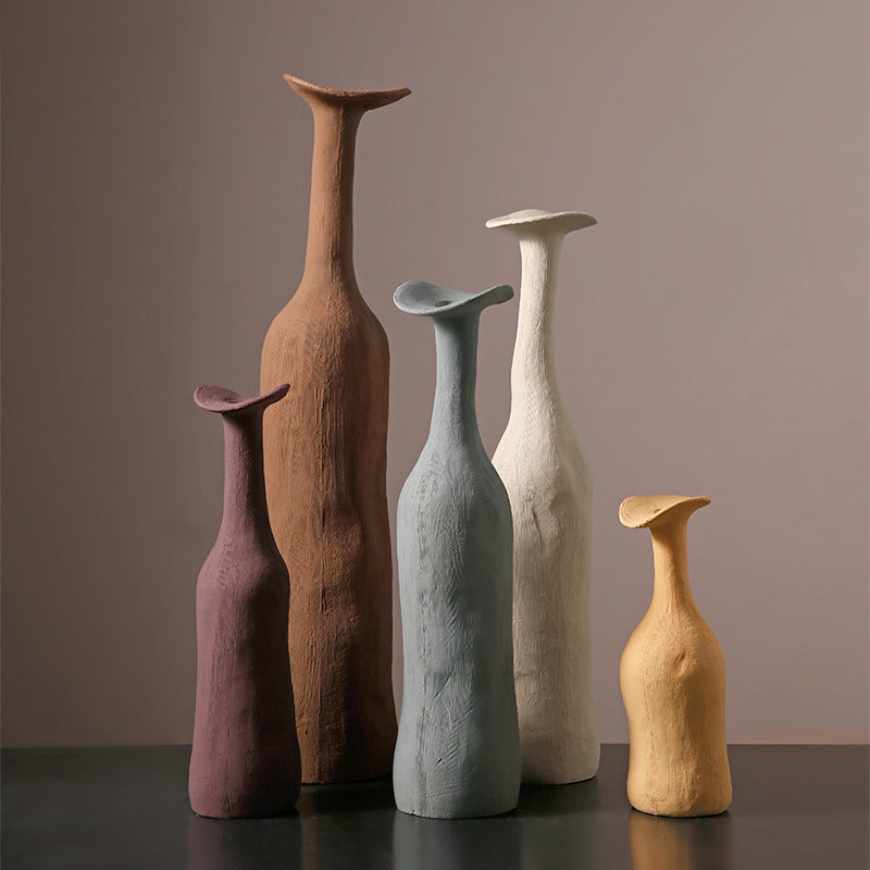 A Beihanmei wabi sandy wind Jingdezhen small vase ceramic high-end ornament flower arrangement living room home decoration