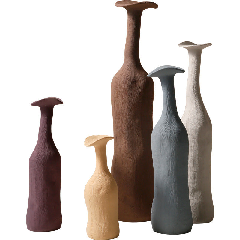 A Beihanmei wabi sandy wind Jingdezhen small vase ceramic high-end ornament flower arrangement living room home decoration