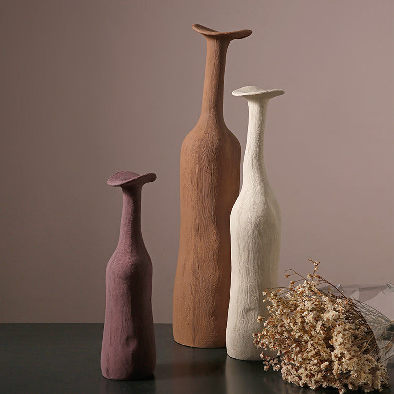 A Beihanmei wabi sandy wind Jingdezhen small vase ceramic high-end ornament flower arrangement living room home decoration