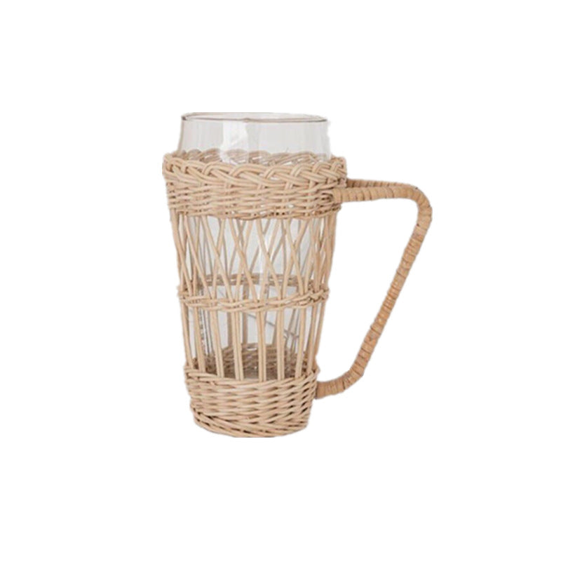 A Japanese ins Indonesian white rattan cup cover glass