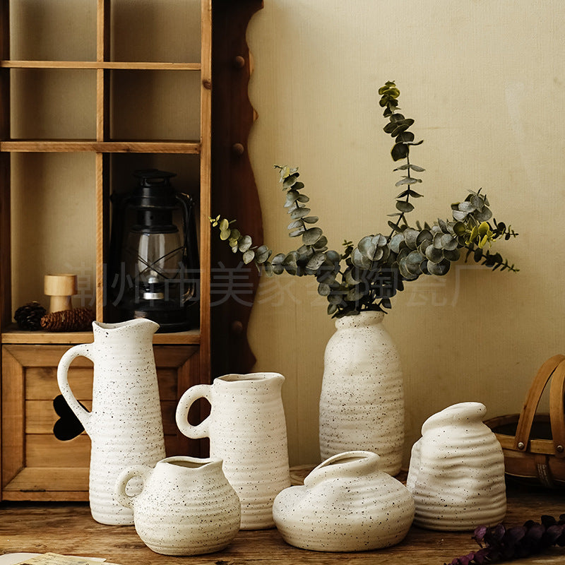 A =pastoral ceramic large vase ornament living room soft ins advanced sense retro home art flower ware
