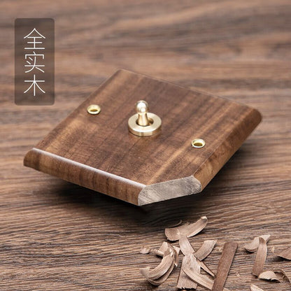 P  Black walnut brass lever power socket panel