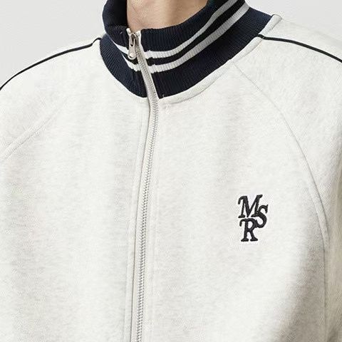 P American high-end striped jacket men's and women's high street trendy brand embroidered baseball jersey retro college style couple spring and autumn coat