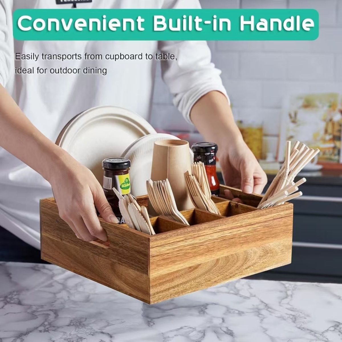A Wooden kitchen knife and fork storage bo 50piece