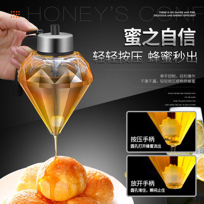 German Push Type Honey Jar Food Grade Glass Jar Sealed Jar Syrup Salad Tomato Sauce Cream Funnel Bottle - Mixbatch