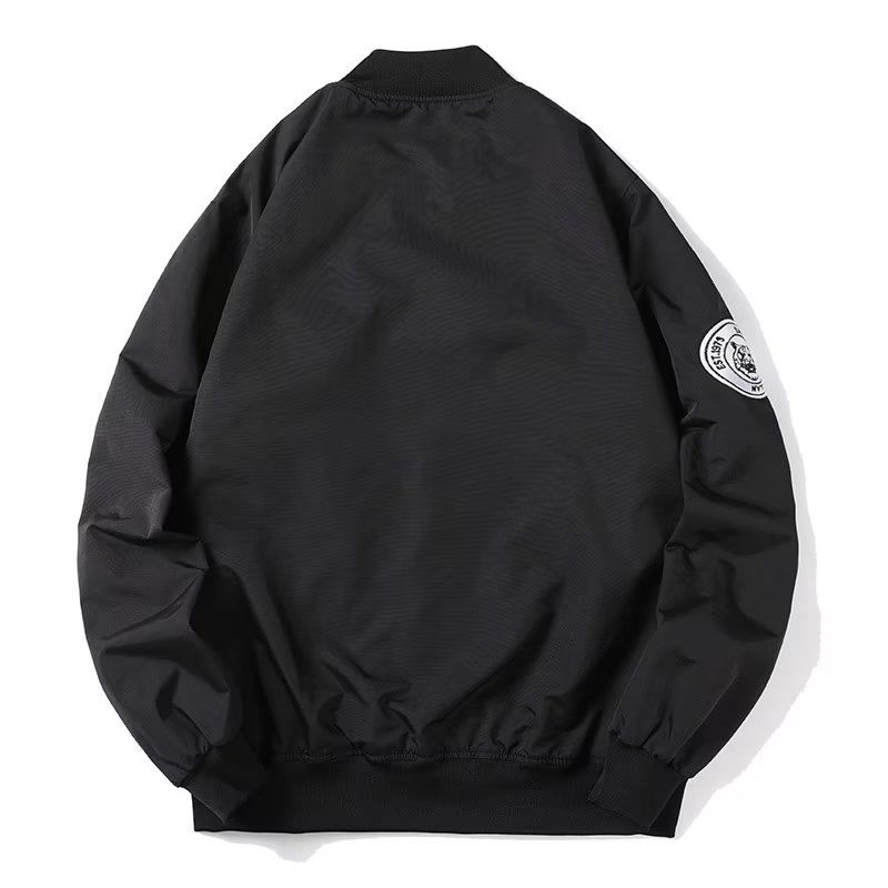 B2-m7 New Spring and Autumn Letter Embroidery Tooling Baseball Clothing Men's and Women's Black Loose Simple Thin Couple Clothing Jacket - Mixbatch