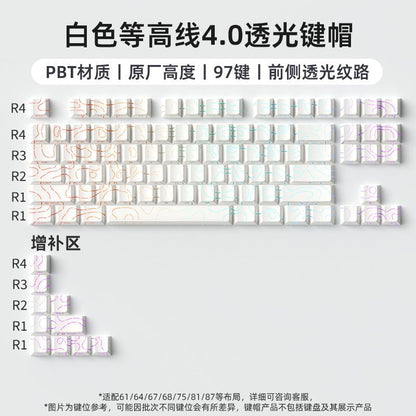 P contour line 4.0 side engraved light transmission keycap suitable for 60-108 key PBT injection molding character line light transmission