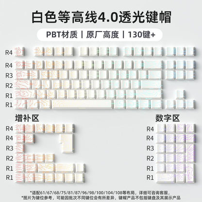 P contour line 4.0 side engraved light transmission keycap suitable for 60-108 key PBT injection molding character line light transmission