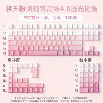 P contour line 4.0 side engraved light transmission keycap suitable for 60-108 key PBT injection molding character line light transmission