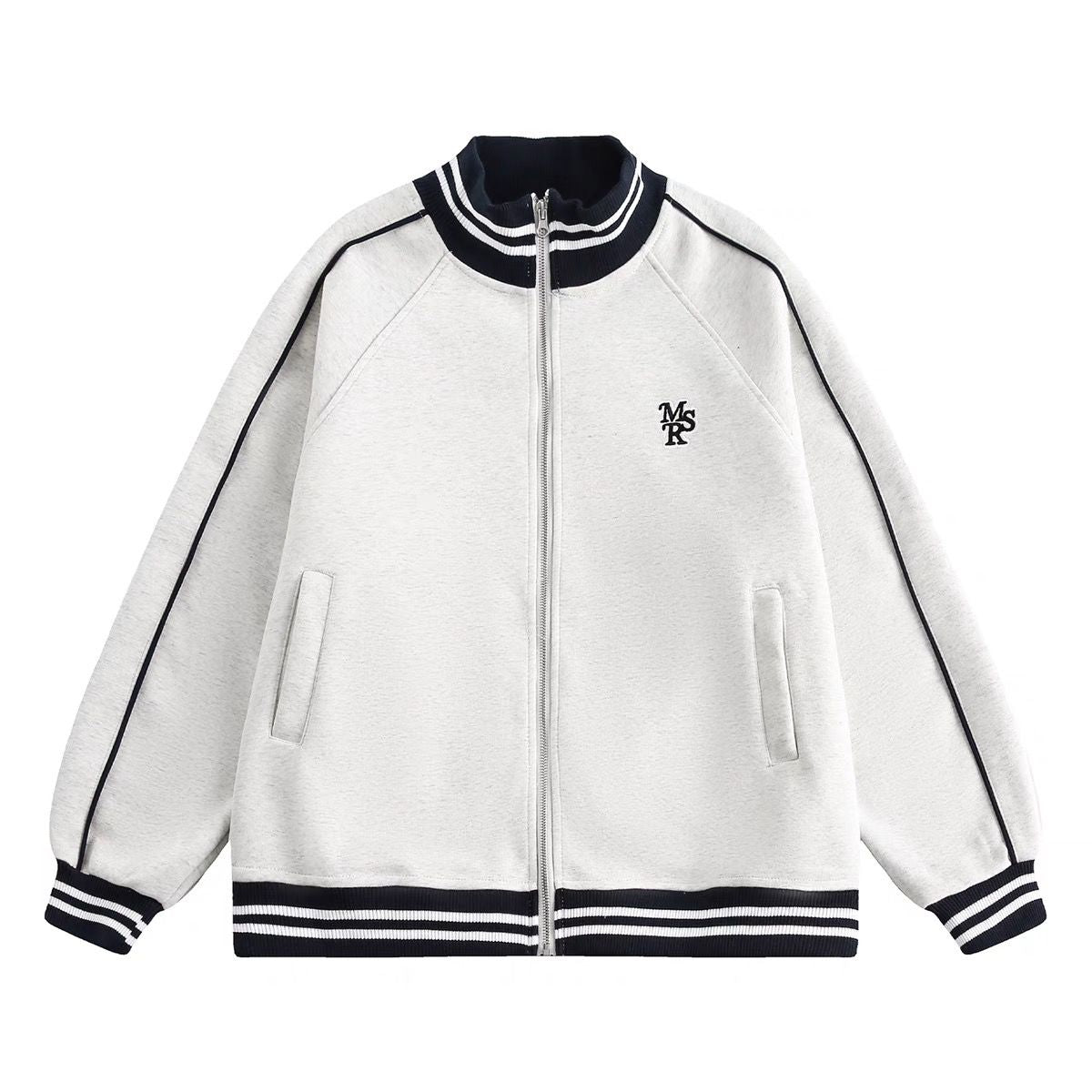 P American stand-up collar embroidered loose baseball jersey men's and women's early autumn jacket loose casual college style couple jacket