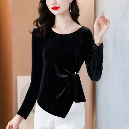 P Crew neck velvet top