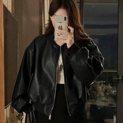 P Leather jacket with fleece jacket