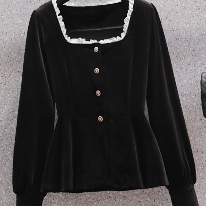 P Velvet Long Sleeve Top